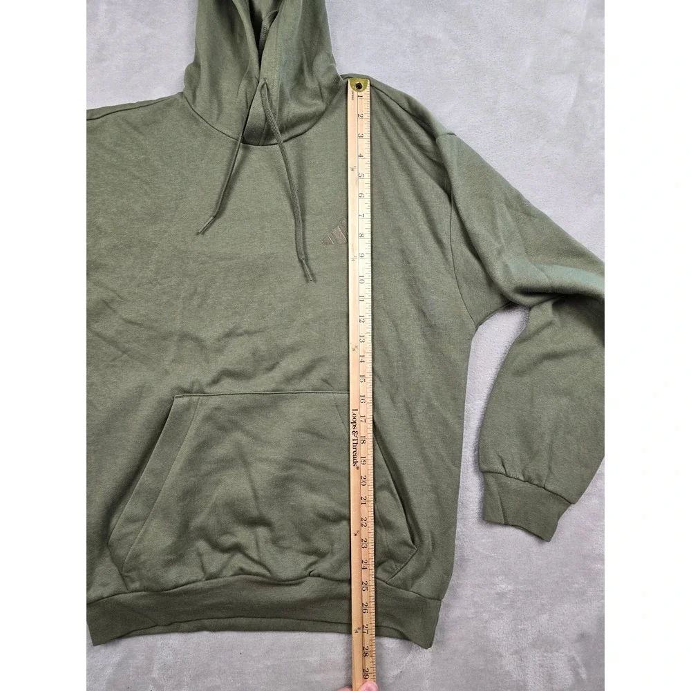Adidas‎ Hoodie Mens Small Green Fleece Pullover Sweatshirt Athleisure